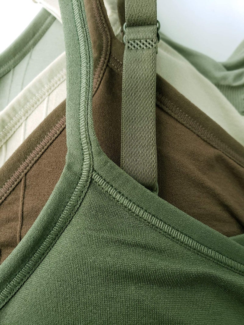 Kalon 4 Pack Womenâ€™s Nylon Spandex Removable Pads Comfort Cami Bras Wireless (S/M, Earth) - Image 3